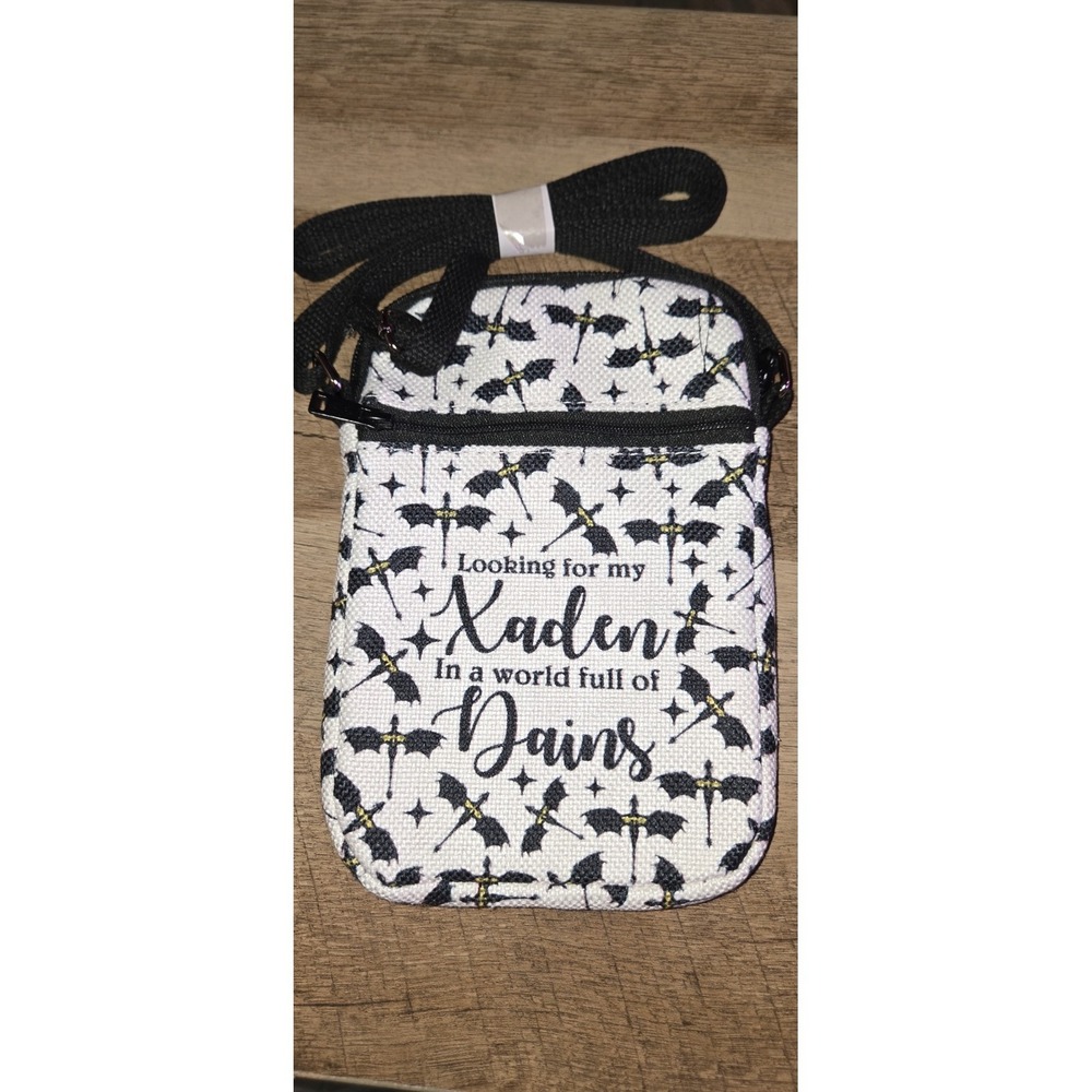 Fourth Wing Xaden Riorson Dragon Print Crossbody Phone Bag White Black